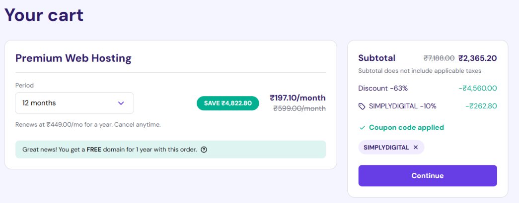 hostinger coupon code applied